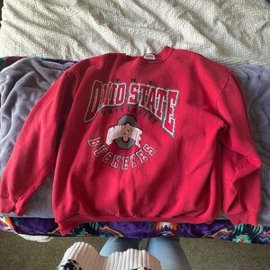Tultex Red Ohio State University Crewneck Sweater